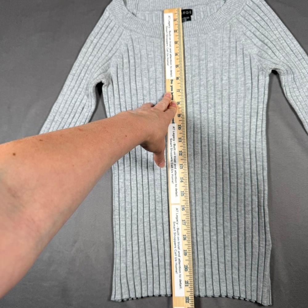 George Ribbed Knit Sweater Womens XS Light Grey Heather Long Sleeve Casual Top - Picture 5 of 6